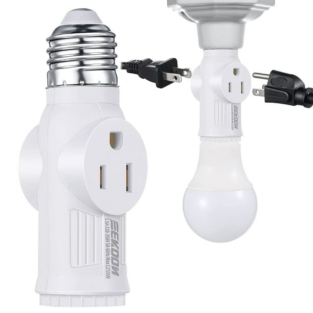 3 Prong Light Socket Adapter, E26 Light Bulb Outlet Adapter, Polarized