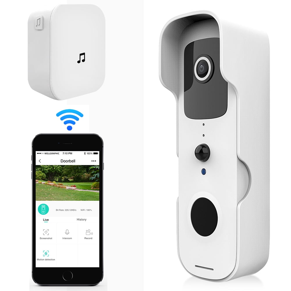 Wireless Video Doorbell with HD 1080P Smart WiFi Video Doorbell Security IR Camera with 2-Way Audio, Motion Detection ,Night Vision,Wide Storage, White - Walmart.com