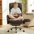 thumbnail image 4 of COOLHUT Big and Tall Office Chair, High Back Executive PU Leather Desk Chair with Footrest, Ergonomic Home Office Chair Computer Chair with Lumbar Support & Padded Armrest, Coffee, 4 of 11