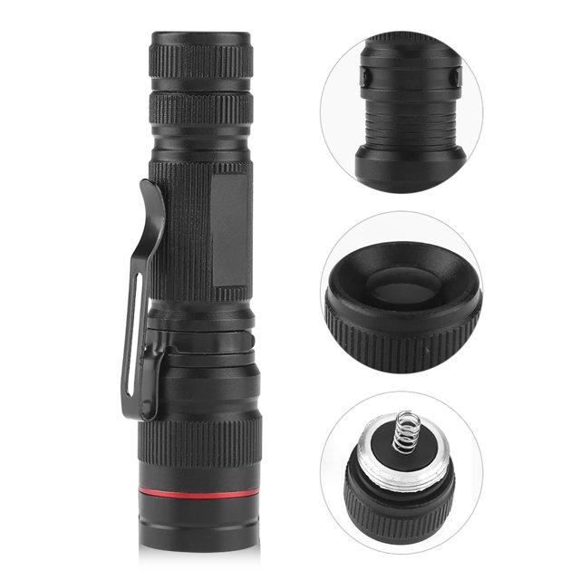 Antorcha linterna proyector portátil impermeable zoom XPE LED bolsillo pequeño penlight 3 modos linterna proyector negro ANGGREK Otros
