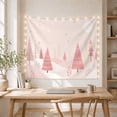 thumbnail image 5 of Evergreen Trees in Pink Snowy Winter Forest, Whimsical Illustration for Nature Lovers, Pastel Woodland Art, Christmas Gift, Tapestry Wall Hanging for Bedroom and Living Room, 5 of 7