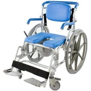 Platinum Health MaxiBathe Bariatric Shower Transport Commode Chair 600lb Capacity Padded Retractable Arms Footrests Self-Propel Wheels