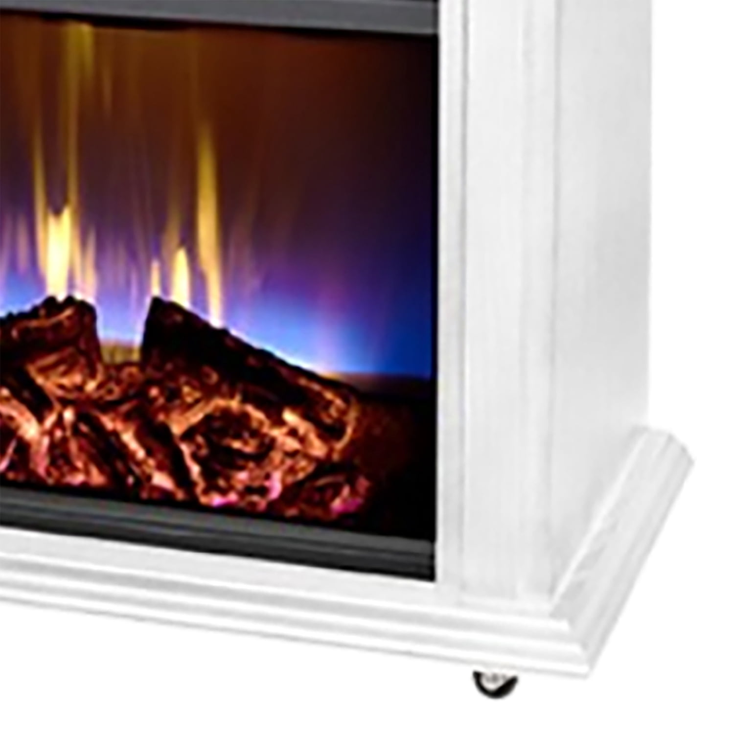 Comfort Glow Mobile Electric Quartz Fireplace Heater with Blower, 1,500 Watts, 5,120 BTUs, Tri-Color Flame Effect, Remote, 6-Ft. Cord , White