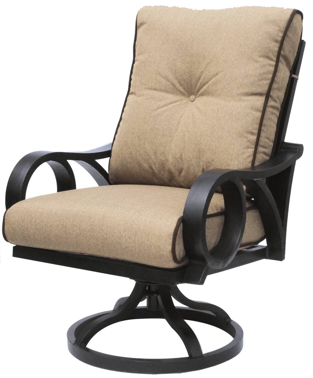 Outdoor Patio Swivel Rocker Chair With Sunbrella Sesame Linen Cushion