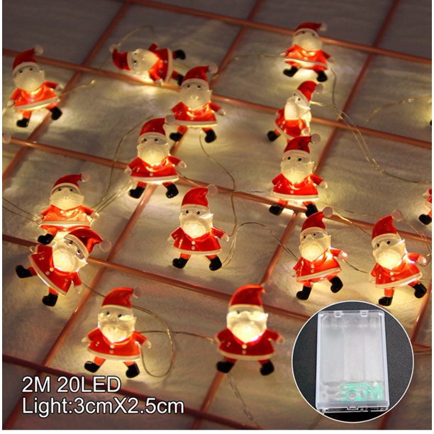 Guirnalda de luces de Navidad para el hogar, adornos de árbol de Navidad, 2M, 20LED, Papá Noel, muñeco de nieve, alce, 2024