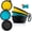 S/Yellow+Blue+Black, variant on 3 Collapsible Bowl, Foldable Expandable Cup Dish for Small Pet Water Feeding Portable Travel Bowl, Free Pet ID-Tag, Yellow Blue Black, S