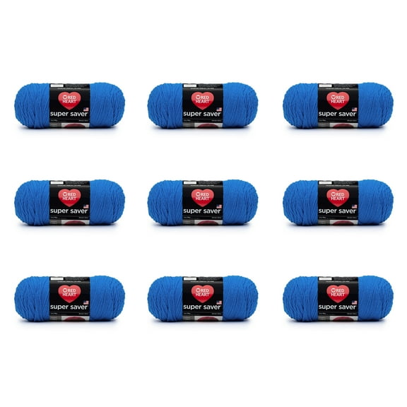 Red Heart® Super Saver® #4 Medium Acrylic Yarn, Blue 7oz/198g, 364 Yards (9 Pack)