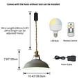 thumbnail image 3 of FSLiving Industrial Grey Metal Pendant Light with Rechargeable Battery Operated LED Bulb Adjustable Wire Length Hanging Light RGB Mode Dimmable Timing Lighting Fixtures for Kitchen Factory - 1 Light, 3 of 5