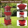 thumbnail image 6 of YLTIMER Squirrel Proof Bird Feeder, 3.5lb Metal BirdFeeders for Outdoors Hanging with Detachable Roof,  Gravity Protection Wild Birds Seed Feeders for Cardinal Blue Jay Outside Red, 6 of 14
