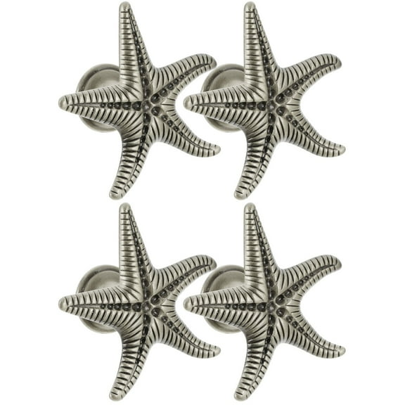 Masteelf 4 pcs  Star Drawer Knobs Pulls Home Metal Cabinet Knobs Nautical Beach Decor Dresser Knobs Pulls Handles Wall Mount Coat Hook Ancient tin