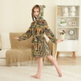 thumbnail image 4 of FORMRS Niños Bathrobe Unisex Hooded Robe Soft Plush Pajamas Sleepwear, Size 4-6T, Retro Abstract Eagle, 4 of 7