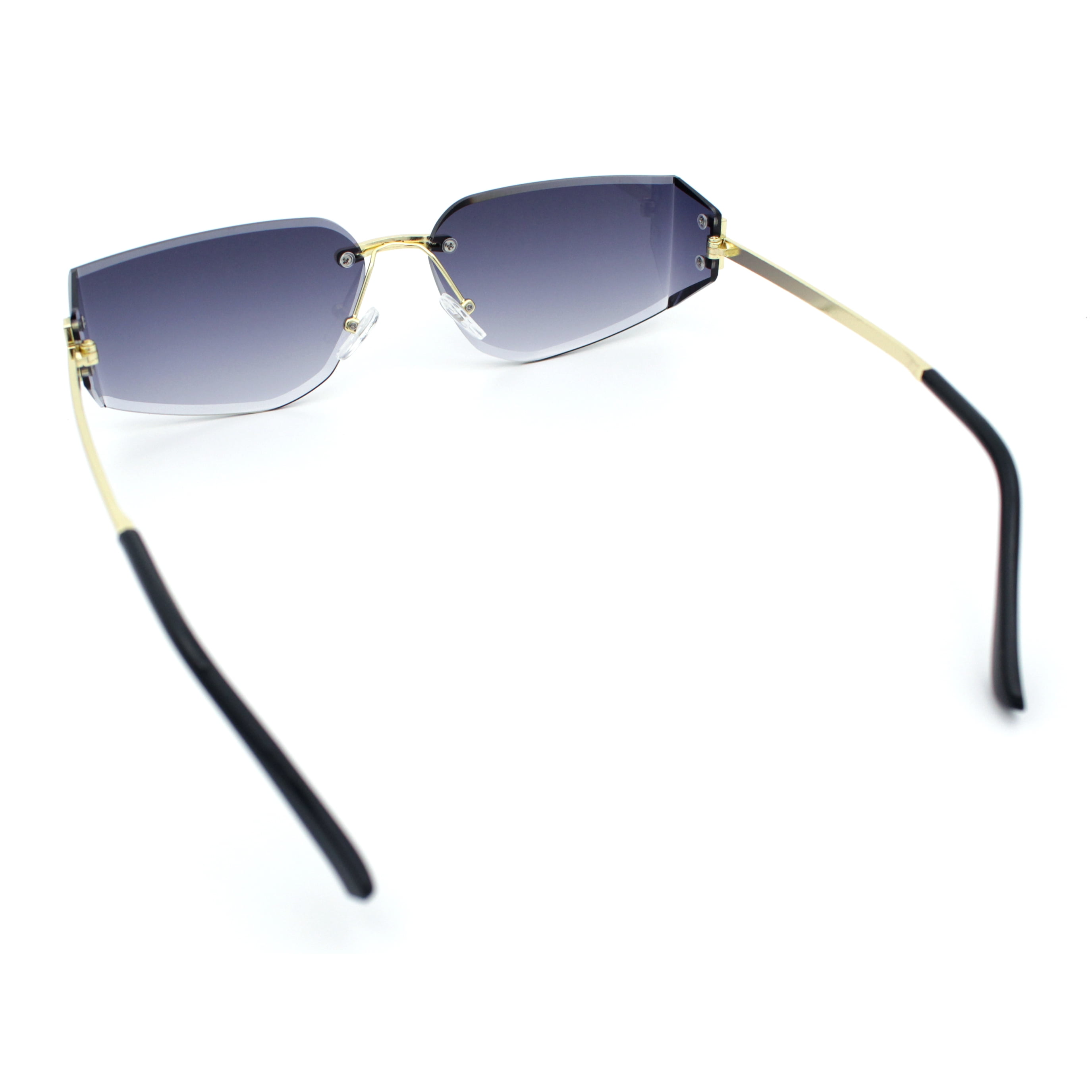 Women\'s Rimless Gold-Trim Sunglasses with Smoke Lenses Womens Luxury Metal Deco Designer Rimless Pilots Sunglasses  main image 3