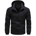 thumbnail image 2 of Sentmoon Coats Solid Color Long Sleeve Hooded Neck Wind Breaker Jackets Mens Plus Size Zipper Waterproof Men Clothing Fall and Winter Fashion for Commuting and Bike Riding Black M, 2 of 4