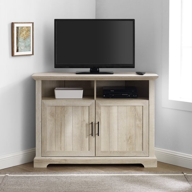 Douglas TwoDoor White Oak Corner TV Stand by Birch Harbor Walmart
