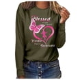 thumbnail image 2 of Fesfesfes Women Breast Cancer Prevention Tops Casual Long Sleeve O-neck Sweatshirt Tops Letter Printed Pullover Blouse or, 2 of 4