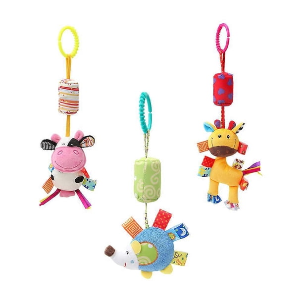 Cute Animal Bell Pendants For Stroller Use Or Baby Playtime Available In Assorted Color Designed For Newborns 3Pcs