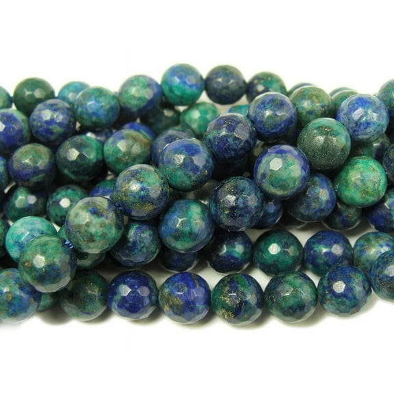 6mm 15.5 Inches Azurite Faceted Round Beads Genuine Gemstone Natural Jewelry Making