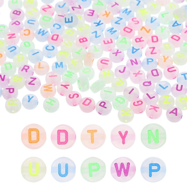 1000 cuentas con letras luminosas, hechas a mano, sueltas, redondas, para pulseras y joyas.