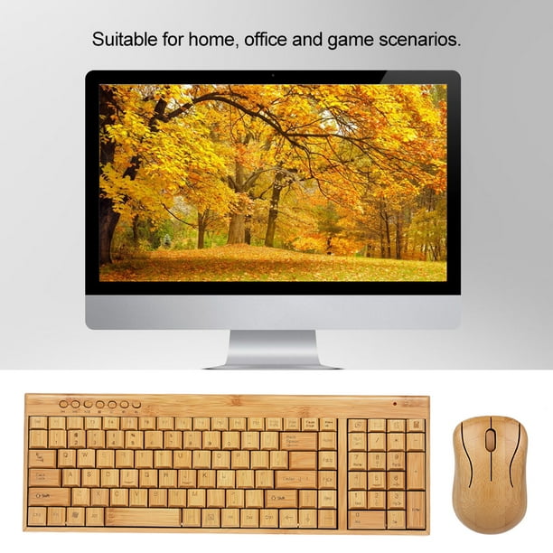 Clavier souris sans fil en bois - Compatible Mac et PC