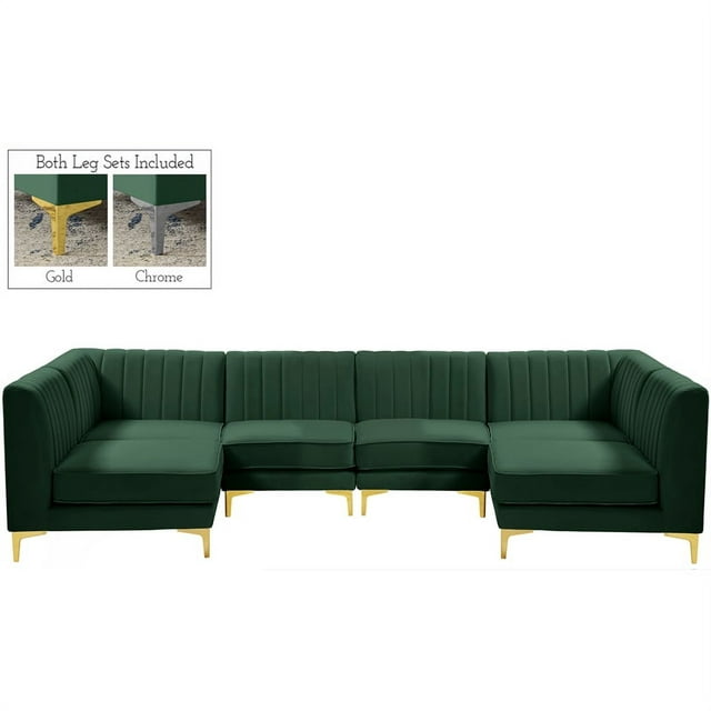 Meridian Furniture Alina Green Velvet Modular Sectional