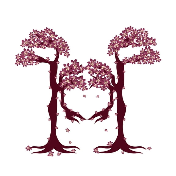 Vinyl Wall Art Decal - Cherry Blossom heart Shaped Tree -Home Apartment Bedroom Living Room Decor -Easy to Peel and Stick-Size: 40" x 36".