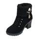 thumbnail image 5 of Botas de invierno para mujer, botines, botas cortas, cómodas, a la moda, con tacón de bloque grueso. Negro, 5 of 9