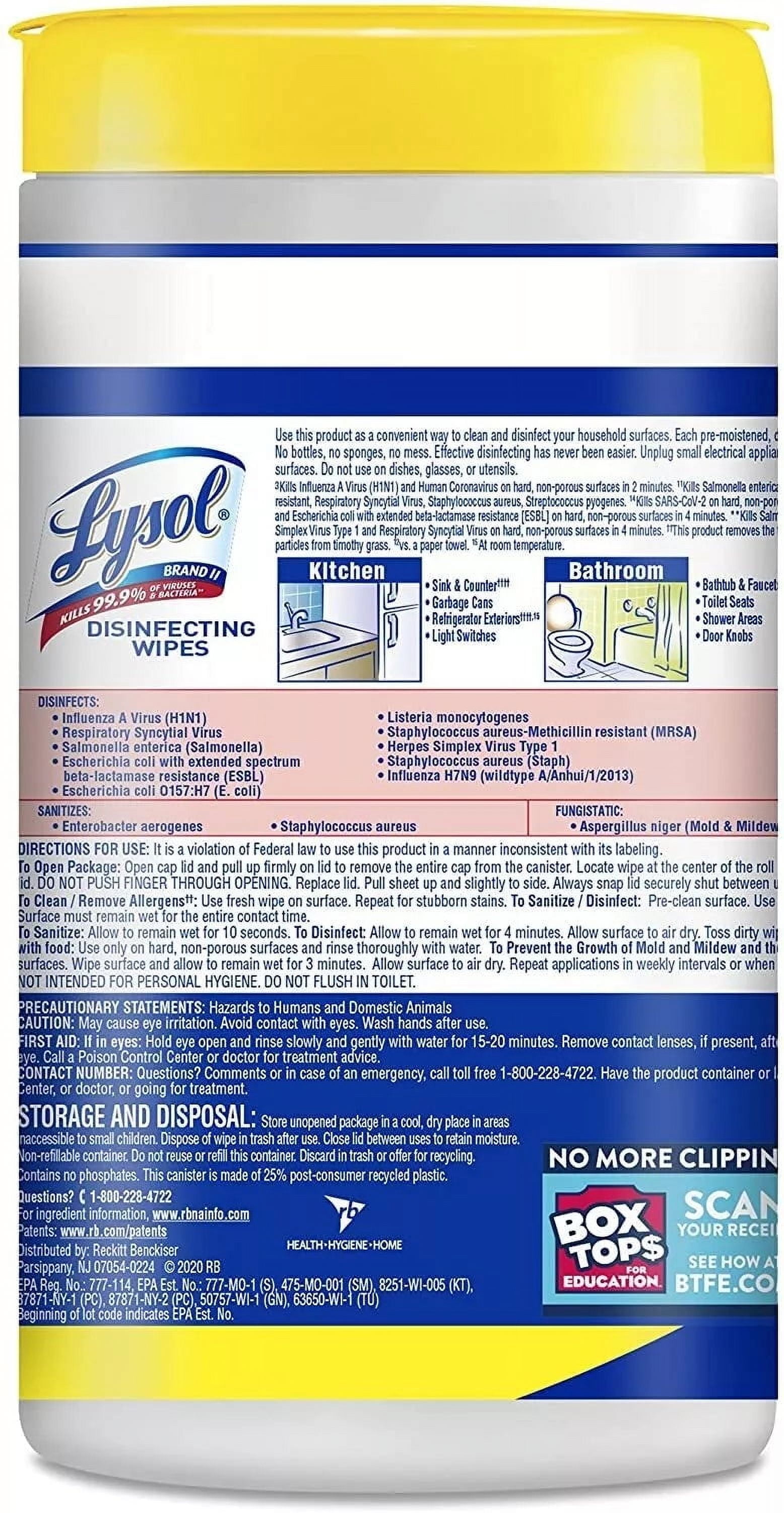 Lysol Disinfecting Wipes Lemon & Lime Blossom (Pack of 20)