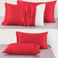 thumbnail image 4 of Flxxie Satin Pillowcases with Hidden Zipper for Hair and Skin, Breathable Cooling Pillow Cases, Red, Queen 20"X30", 2 Pack, 4 of 6
