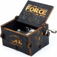 thumbnail image 2 of Caja de música de madera negra de Star Wars, cajas musicales de madera talladas a mano antiguas, decoraciones artesanales para regalos de niños, 2 of 5