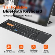 Mini Foldable Keyboard 3-Bluetooth Multi-Device Switch, Compact PU Keyboard with Touchpad Compatible for Tablet and Phone, Portable for Travel