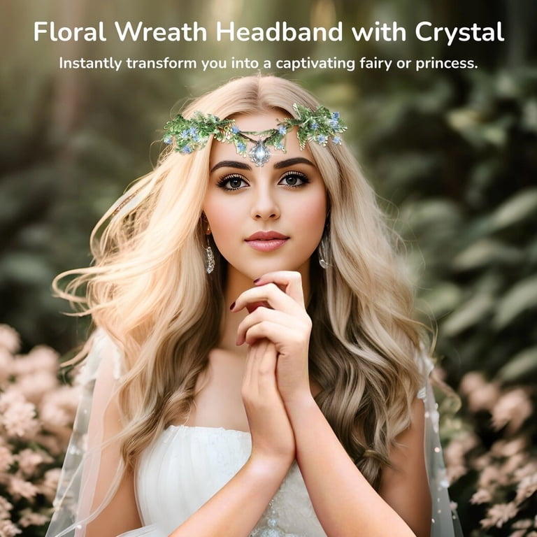 Handmade Fairy Flower Crown, Floral Wreath Headband with  display picture 2