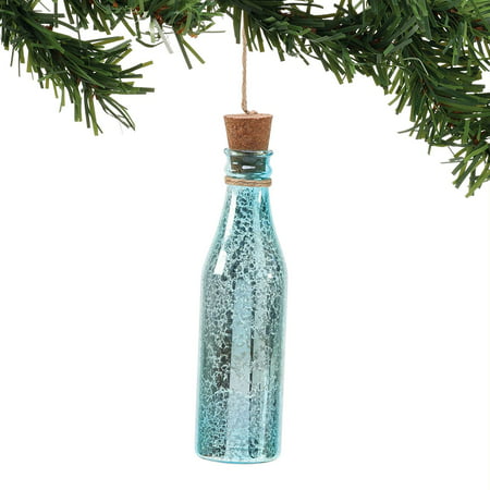 Department 56 Coast Sea Blue Glass Bottle Glass Christmas Tree Ornament