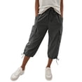 thumbnail image 3 of Womens Capris with Pockets Loose Fit Casual Capri Pants Dressy Lightweight Ladies Baggy Cargo Pants for Hiking by Yigetop Grey 3XL, 3 of 6