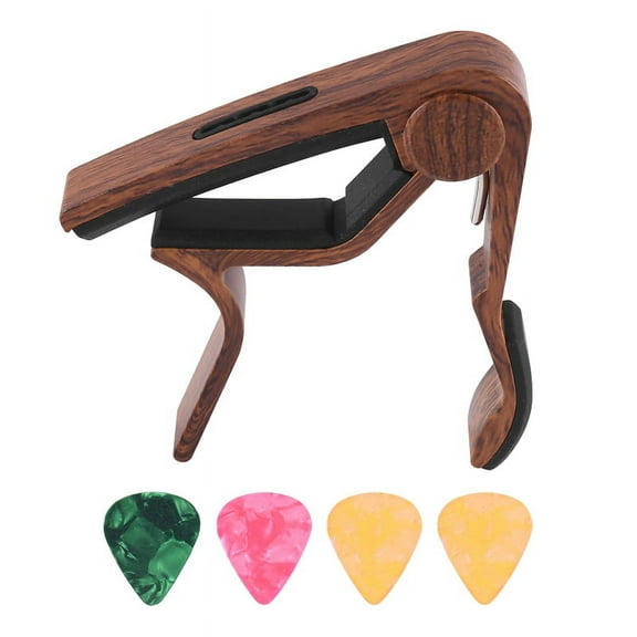 Guitar Capo with Pick Holder and 4 Guitar Picks for Acoustic Electric Guitar Ukulele Mandolin Banjo