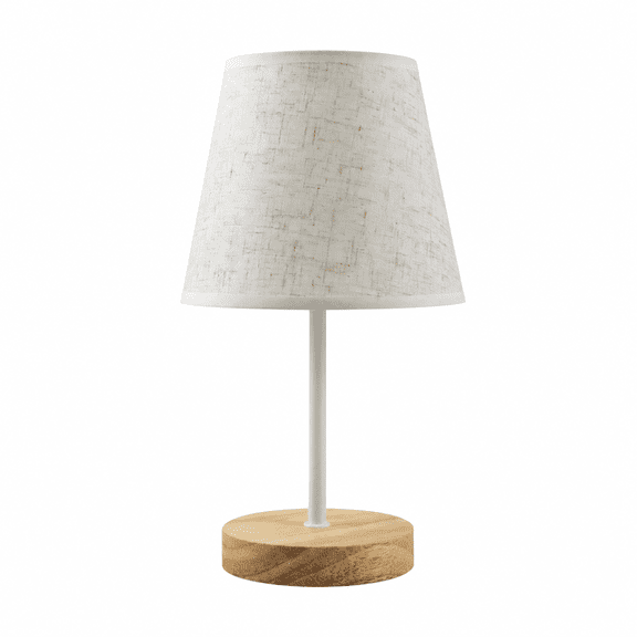 MONTERA Table Lamp,Dimmable Nightstand Lamp,Touch Bedside Table Lamps,Small Lamp Wood Base Round,with Round Flaxen Fabric Shade for Living Room Kids Room Office Dorm,Reading Bed Side End Table