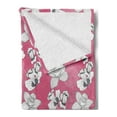 thumbnail image 2 of Garden Art Soft Flannel Fleece Throw Blanket, Sketch Petals Background with Pastel Tones Monochrome Flower Motifs, Cozy Plush for Indoor and Outdoor Use, 60" x 80", Pink Grey and White, by Ambesonne, 2 of 5