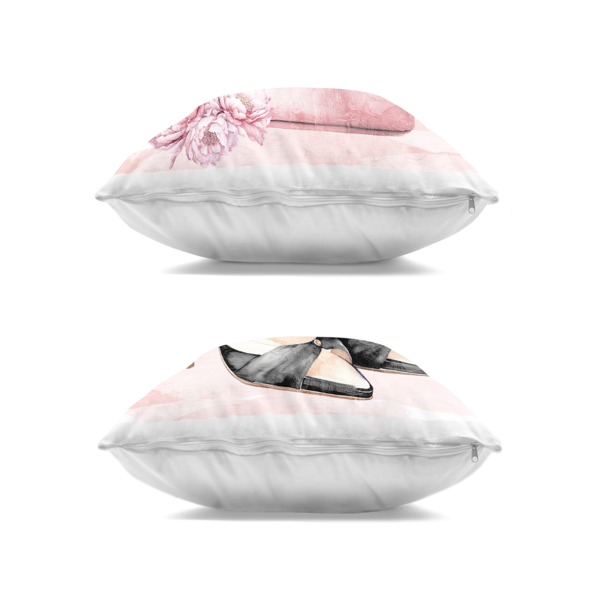 Stupell Industries Rosy Glam Time Shoes 2 Piece Decorative Printed Throw Pillow Set, design by Kim Allen, 18 x 7 x 18