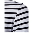 thumbnail image 4 of INSPIRE CHIC Men's T-Shirt Striped Crew Neck Long Sleeve Pullover Top 34 Black and White, 4 of 8