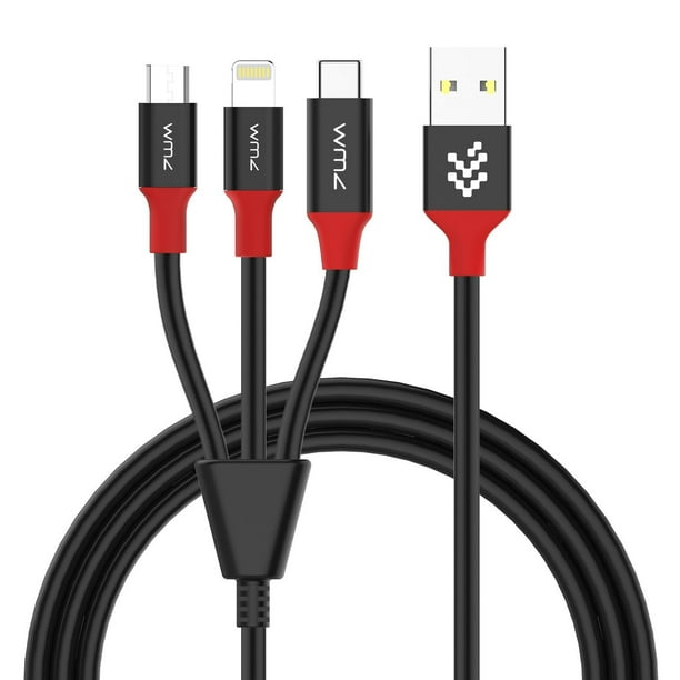 Lightning Cable+Type C+Micro 3 in 1 Charging Cable, 3.3ft Multiple Charging Cable USB Charger