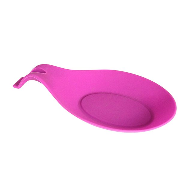 MasteelfCA Silicone Spoon Rest Non-Slip Heat Resistant Mat Spatula Spoon Holder Utensils Storage Rack Holder for Home Kitchen Restaurant (Rose Red)