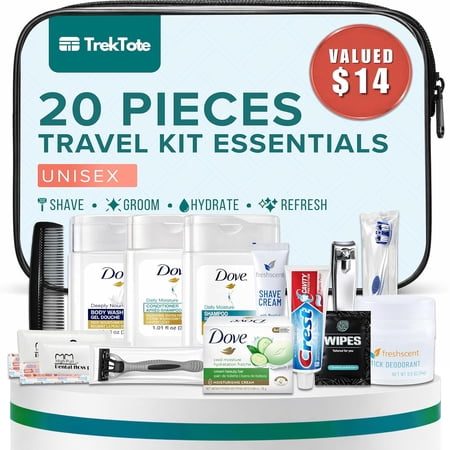 TrekTote 20 Piece Unisex Travel Hygiene Kit with Toiletries & Personal Care Essentials TSA-Compliant Individual and Bulk Packs Available TrekTote 20 Piece Unisex Travel Hygiene Kit with Toiletries & Personal Care Essentials TSA-Compliant Individual and Bulk Packs Available