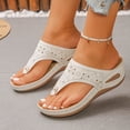 thumbnail image 4 of Dakaela Orthopedic Sandals for Women 2026 Wide Width Summer Slip on Beach Flip Flops Arch Support Dressy Casual Wedge Walking Shoes Size 6-10 White, 4 of 9