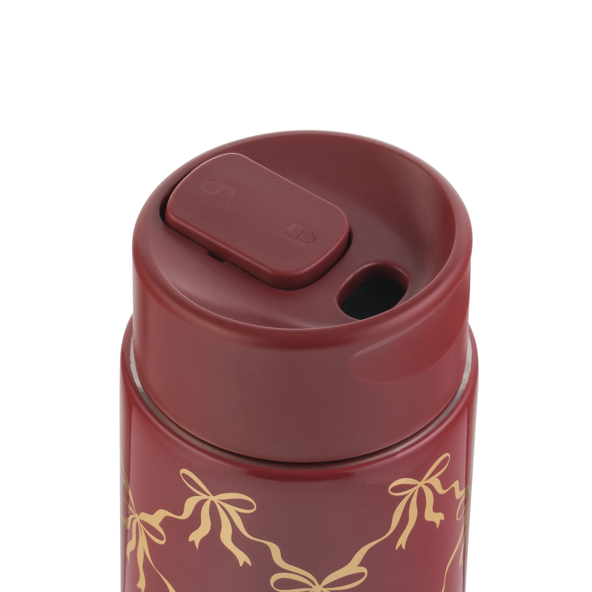 Thyme & Table 22 fl oz Stainless Steel Coffee Tumbler with Frother, Red Bow