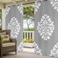 thumbnail image 2 of Outdoor Curtains for Patio Waterproof Gray Flower Indoor/Outdoor Curtain Tiebacks Classical Luxury Abstract Art Privacy Curtain Sun Block Grommet Drapes for Pergolas Gazebo Porch 2 Panel 54x108 Inch, 2 of 9