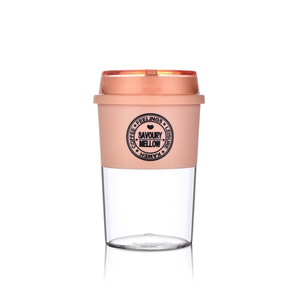 Cateissary Botella de agua con tapa Taza de café de 300 ml Portátil para interiores Boca ancha Reutilizable Estudiante Ciclismo Beber Taza Mostrada Rosado