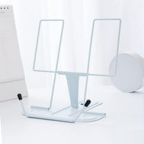 Metal Book Stand for Desk, Adjustable Reading Rest Book Holder, Portable Cookbook Documents Holder, Sturdy Typing Stand for Recipes Textbooks Tablet Music Books with Page Clips (Light Blue)