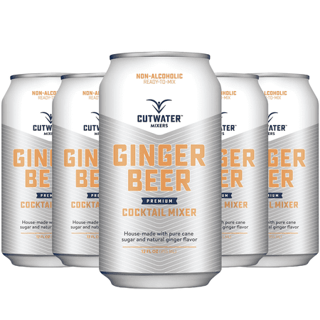 Cutwater Non-Alcoholic Ginger Beer 5 Pack - 12oz Cans - 110 Calories Fat-Free - Soda Mixer for Moscow Mule, Dark n Stormy