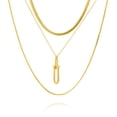 thumbnail image 1 of JeenMata Juego de 3 Colgantes y Cadenas Minimalistas Modernos en Oro Amarillo, 1 of 5