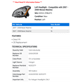 thumbnail image 2 of Left Headlight - Compatible with 2007 - 2008 Nissan Maxima, 2 of 2