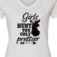 thumbnail image 4 of Inktastic Hunting Girls Hunt Too Only Prettier with Doe and Arrow Women's V-Neck T-Shirt, 4 of 5
